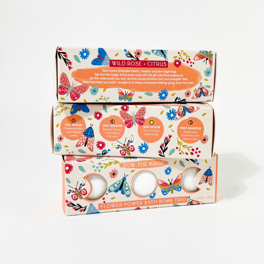 Moon Phase Flower Power Bath Bomb Trio - The House of Botanicals
