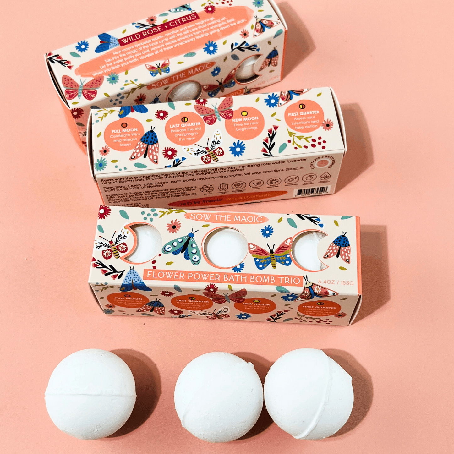 Moon Phase Flower Power Bath Bomb Trio - The House of Botanicals